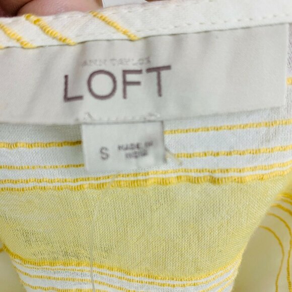 NEW Ann Taylor LOFT Womens Dolman Top Yellow Textured Stripe Semi Sheer Size S - Picture 10 of 13